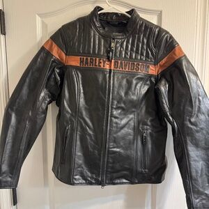 Harley-Davidson Women’s Leather Jacket – Size Large – NWT – Black/Orange